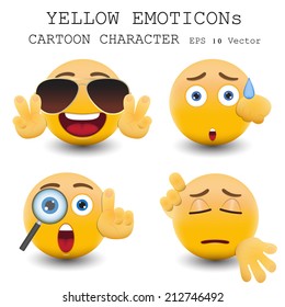 Yellow emoticon cartoon character eps 10 vector