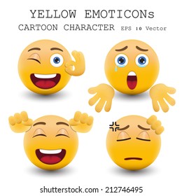 Yellow emoticon cartoon character eps 10 vector