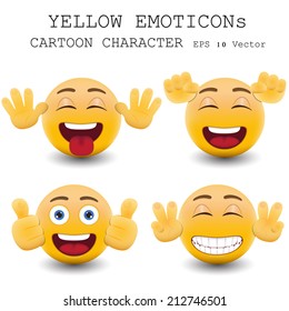 Yellow emoticon cartoon character eps 10 vector