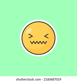 Yellow emoticon in cartoon style. Cute emoticon stickers.