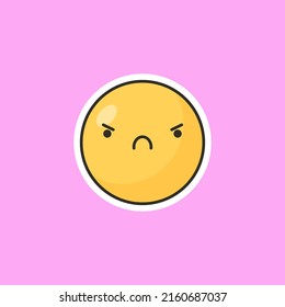 Yellow emoticon in cartoon style. Cute emoticon stickers.