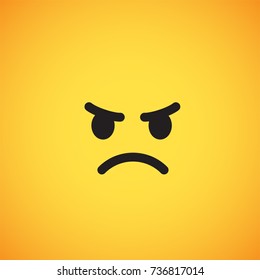 Yellow emoticon face (angry), vector illustration