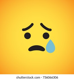 Yellow emoticon face (crying), vector illustration