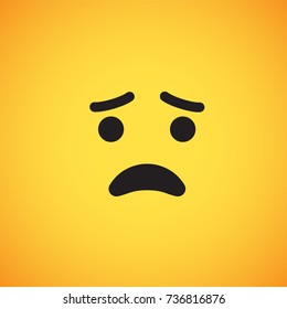 Yellow emoticon face (disappointed), vector illustration