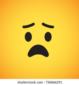 Yellow emoticon face (feared), vector illustration