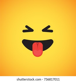 Yellow emoticon face (grinning), vector illustration