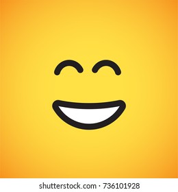 Yellow emoticon face (happy), vector illustration