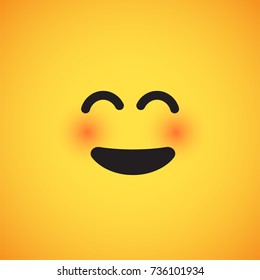 Yellow emoticon face (happy), vector illustration