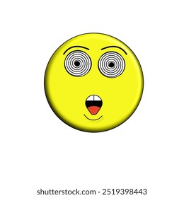 Emoticon amarelo uma face de hipnotizado