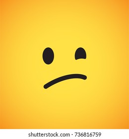 Yellow emoticon face (meh), vector illustration