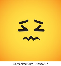 Yellow emoticon face (painful), vector illustration