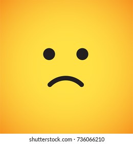 Yellow emoticon face (sad), vector illustration
