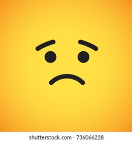 Yellow emoticon face, sad, vector illustration