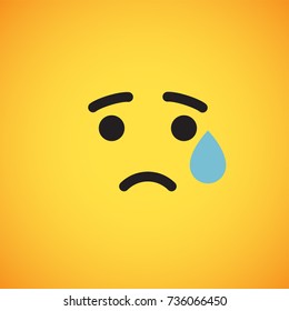 Yellow emoticon face, sad, vector illustration