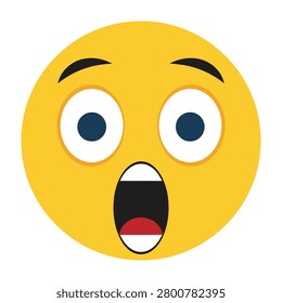 A yellow emoticon face with a shocked expression, wide eyes, and an open mouth on a plain white background, conveying surprise or astonishment
