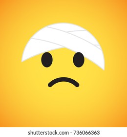 Yellow emoticon face (sick), vector illustration