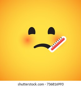 Yellow emoticon face (sick), vector illustration