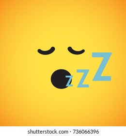 Yellow emoticon face (sleeping), vector illustration