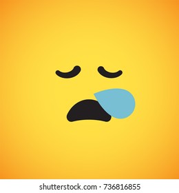 Yellow emoticon face (sleeping), vector illustration
