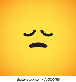 Yellow emoticon face (sleepy), vector illustration