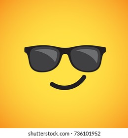 Yellow emoticon face (with sunglasses), vector illustration