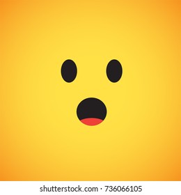 Yellow emoticon face, wondering, vector illustration