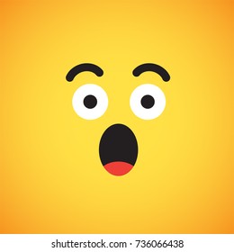 Yellow emoticon face (wondering), vector illustration