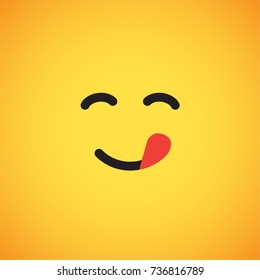 Cara emoticono amarillo (yummy), ilustración vectorial