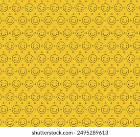 yellow emoticon seamless pattern design outline