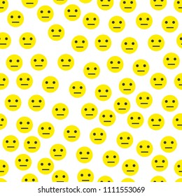 Yellow emoticon seamless pattern on white background. eps 10.