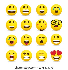 Yellow emoticon set collection 2