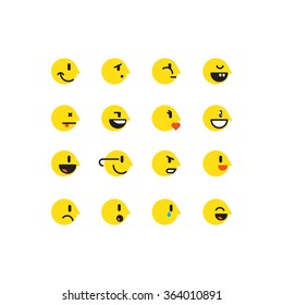 Yellow emoticon set without outline