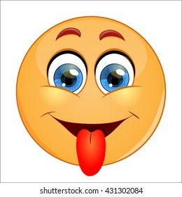 Yellow emoticon showing tongue