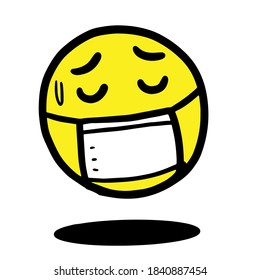yellow emoticon sick cartoon sketch