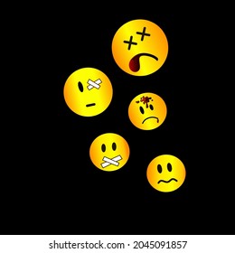 yellow emoticon vector, injured emoticon logo