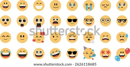 Yellow emoticons collection with different expression.
