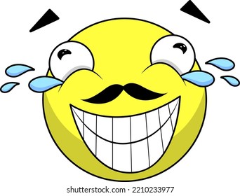 yellow emoticons emotions with moustache laughs