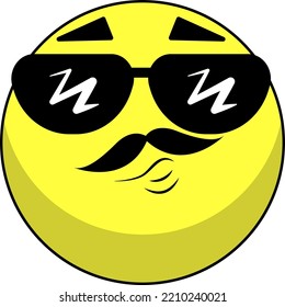 yellow emoticons emotions with a mustache and glasses cool