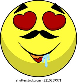 yellow emoticons emotions with a mustache in love