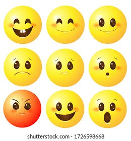 Emoticonos amarillos sobre fondo blanco en gráficos vectoriales