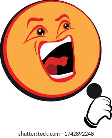 Gelbe Emoticons, die mit dem Mikrofon in der Hand singen