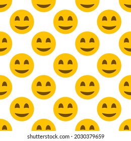 Yellow emotion vector background. Smiling face texture template. Vector illustration of an endless pattern of laughing emoticons.  