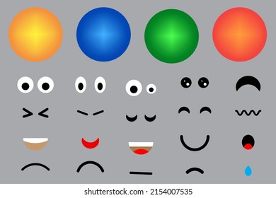 Yellow emotions creator. 3d collection. Emoji face. Yellow emoji. Set icon smile emoji. Vector illustration. stock image.