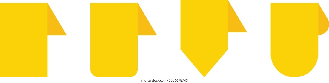Yellow Empty ribbon banners set. Vector illustration