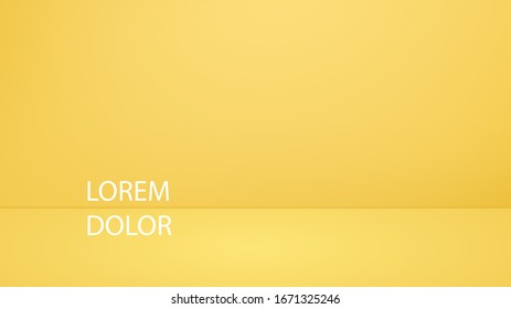 Yellow empty room background. Minimalist design interior background. Gradient light on wall and floor. Empty indoor space. Vector illustration