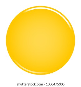 Yellow empty round button. Glossy icon circle shape isolated on white background. The graphic element for design saved as a vector illustration in the EPS file format.