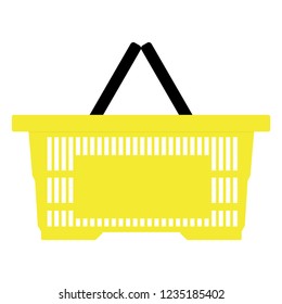 Yellow empty shopping basket isolated on white background. Vector illustration