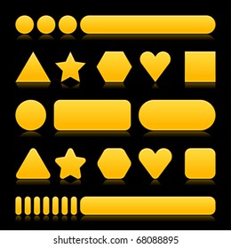 Yellow empty various forms web 2.0 buttons with reflection on black background