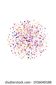 Yellow Energy Confetti Frame. Dot Congratulation Texture. Multicolor Round Vector. Circle Purple Festival Illustration.