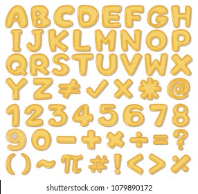 Yellow English Alphabet and Number illustration